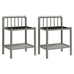 vidaXL Tables de chevet 2 pcs Gris et noir M&eacute;tal et verre