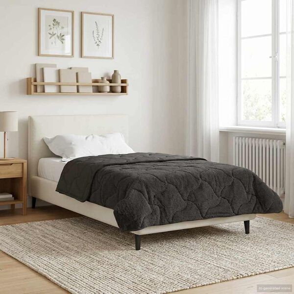 vidaXL Duvet d'&eacute;t&eacute; simple Matelass&eacute; Anthracite 155 x 200 cm