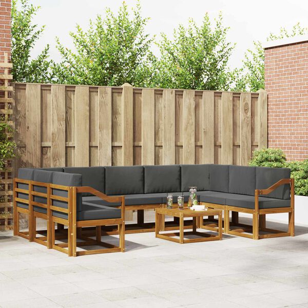 vidaXL Ensemble de canap&eacute;s d'ext&eacute;rieur 10 pcs Naturel et Anthracite