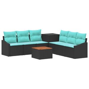 vidaXL Ensemble de Canap&eacute;s 8 pc Noir et Bleu