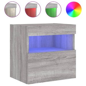 vidaXL Meuble TV mural avec lumi&egrave;res LED sonoma gris 40x30x40 cm