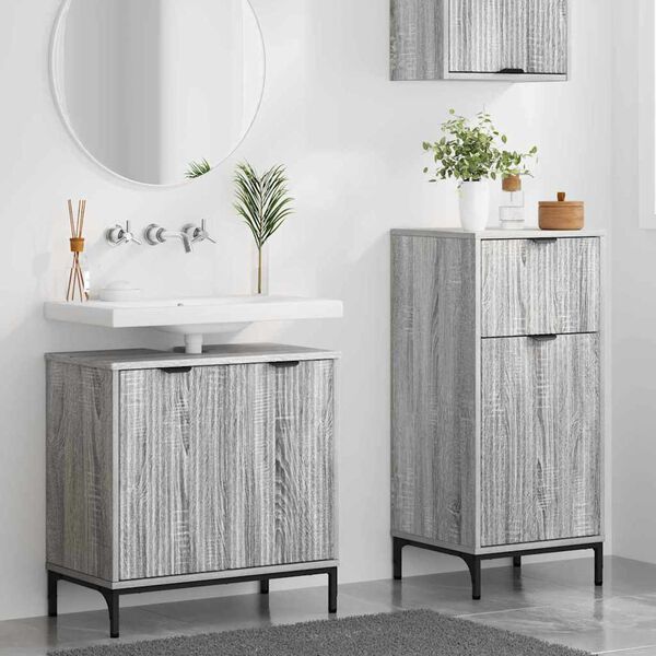 vidaXL Ensemble de mobilier de salle de bain 2 pcs Gris Sonoma