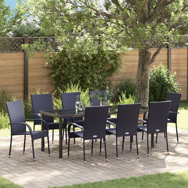 vidaXL Ensemble de salle &agrave; manger pour jardin 5 pcs Noir