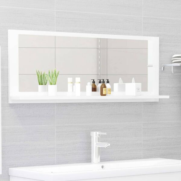 vidaXL Miroir de salle de bain Blanc brillant 100x10,5x37 cm Agglom&eacute;r&eacute;