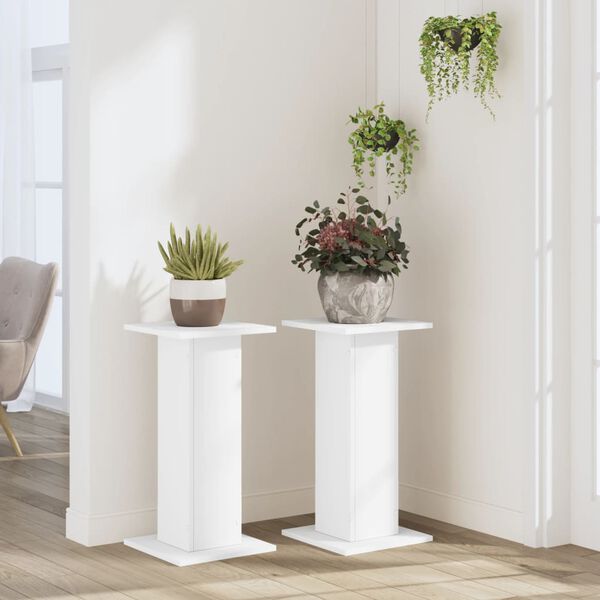 vidaXL Supports pour plantes 2 pcs blanc 30x30x60 cm bois d'ing&eacute;nierie