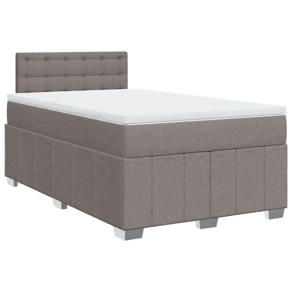 vidaXL Sommier &agrave; lattes de lit avec matelas taupe 120x190 cm tissu
