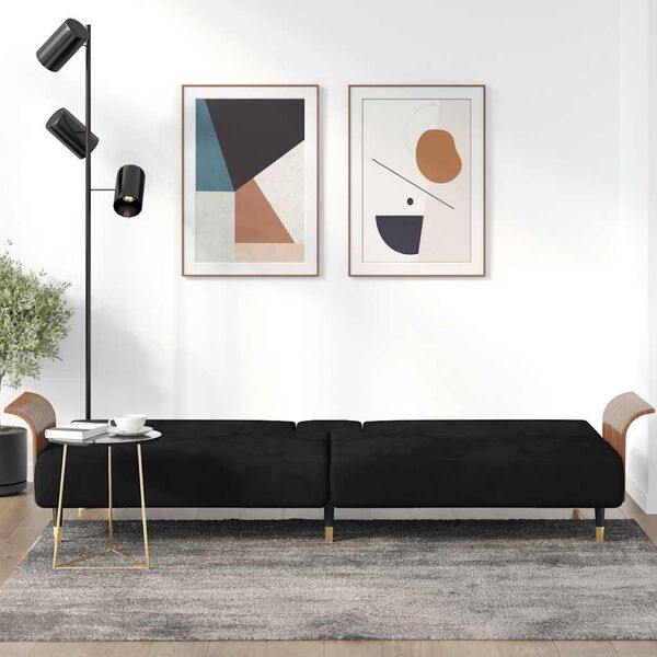 vidaXL Canap&eacute;-lit avec porte-gobelets noir velours