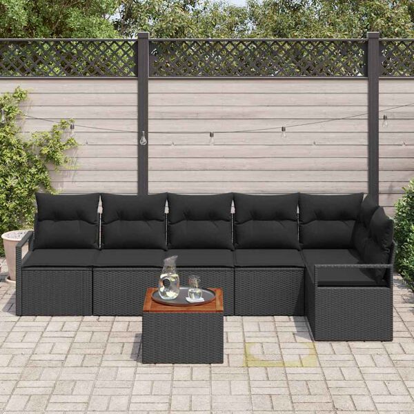 vidaXL Ensemble de canapé de jardin 7 pcs Noir