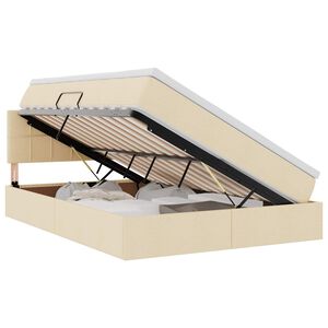 vidaXL Lit avec rangement et LED avec matelas Cr&egrave;me 140 x 190 cm tissu