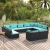 vidaXL Salon de jardin 11 pcs avec coussins Noir R&eacute;sine tress&eacute;e