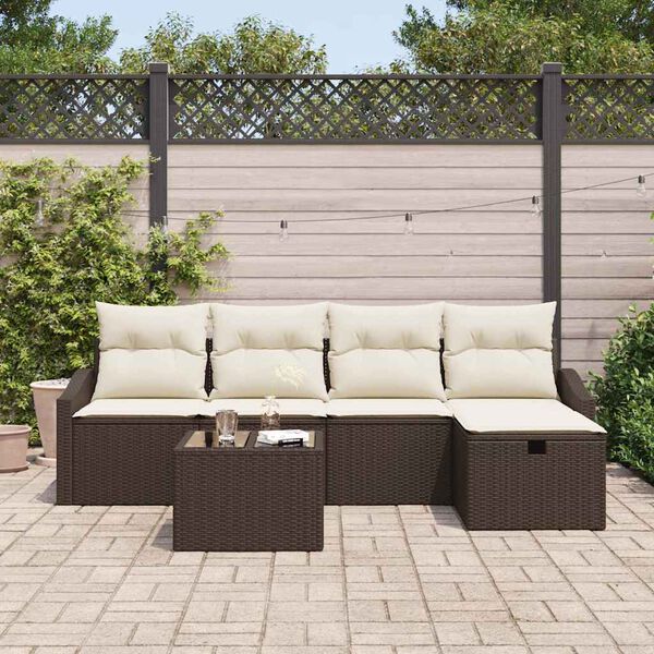 vidaXL Ensemble de canapé de jardin 6 pcs Marron Poly rotin