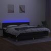 vidaXL Sommier &agrave; lattes de lit et matelas et LED Noir 200x200 cm Tissu