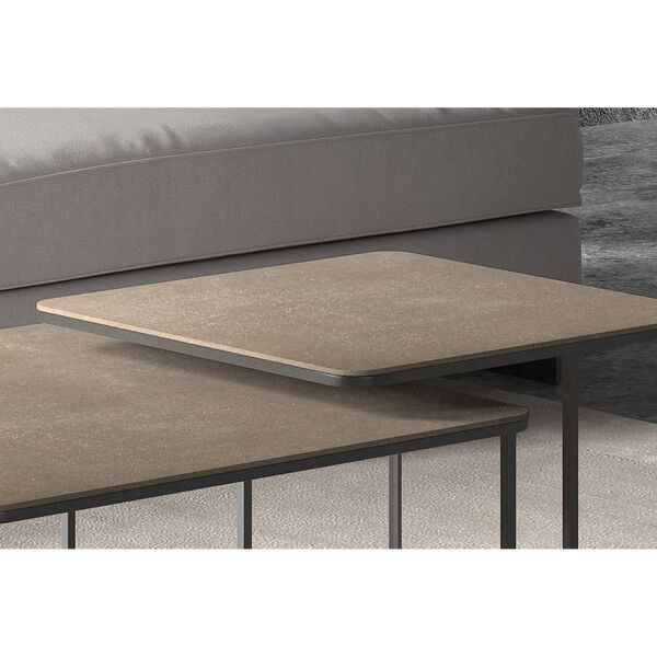 Rousseau Ensemble de tables d'appoint 2 pcs Loic M&eacute;tal Marron