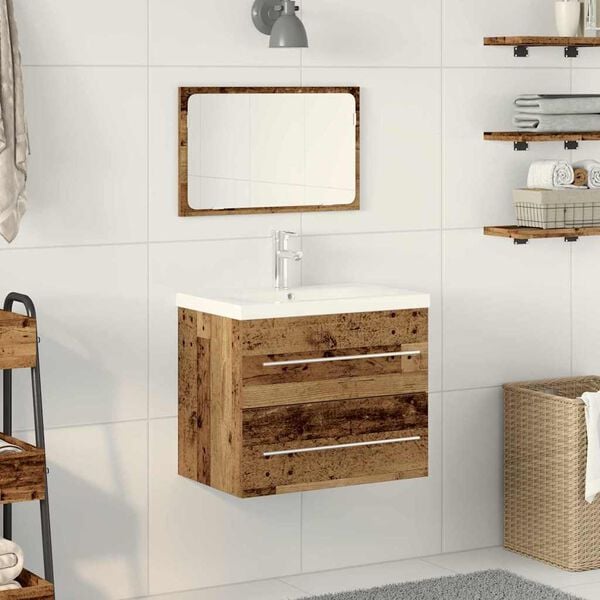 vidaXL Meuble de Lavabo de Salle de Bain avec tiroir 2 pcs Bois Ancien