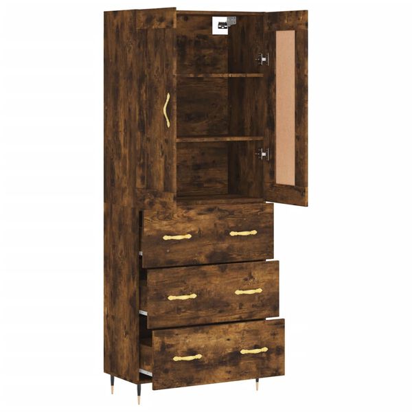 vidaXL Buffet haut Chêne fumé 69,5x34x180 cm Bois d'ingénierie