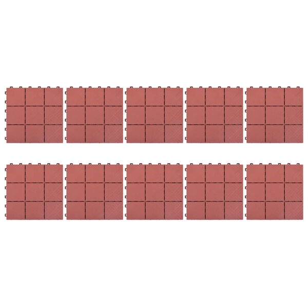 vidaXL Carreaux de terrasse 10 pcs Rouge 30,5x30,5 cm Plastique