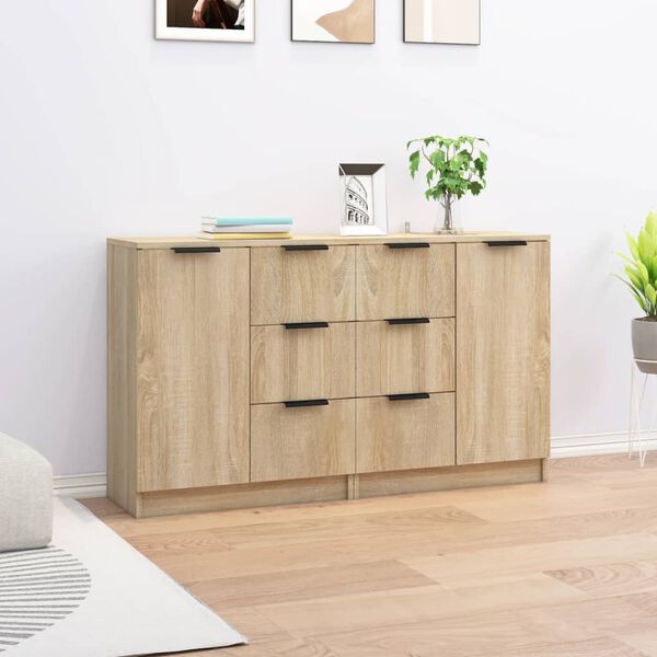 vidaXL Buffets 2 pcs Ch&ecirc;ne sonoma 60x30x70 cm Bois d'ing&eacute;nierie