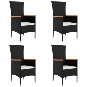 vidaXL Chaises de jardin lot de 4 avec coussins R&eacute;sine tress&eacute;e Noir