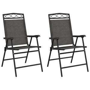 vidaXL Chaises pliantes 2 pi&egrave;ces Gris chin&eacute; acier et textil&egrave;ne