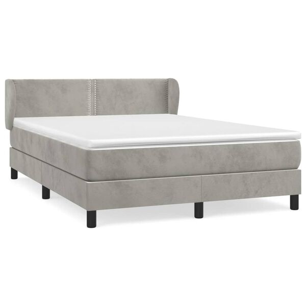 vidaXL Sommier &agrave; lattes de lit et matelas Gris clair 140x190cm Velours