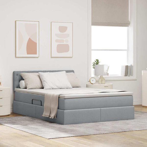 vidaXL Lit avec rangement et matelas Gris clair 140 x 200 cm