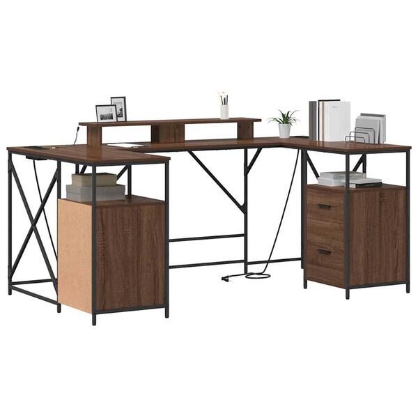 vidaXL Bureau Chêne brun 182 x 101 x 87,5 cm Bois d'ingénierie