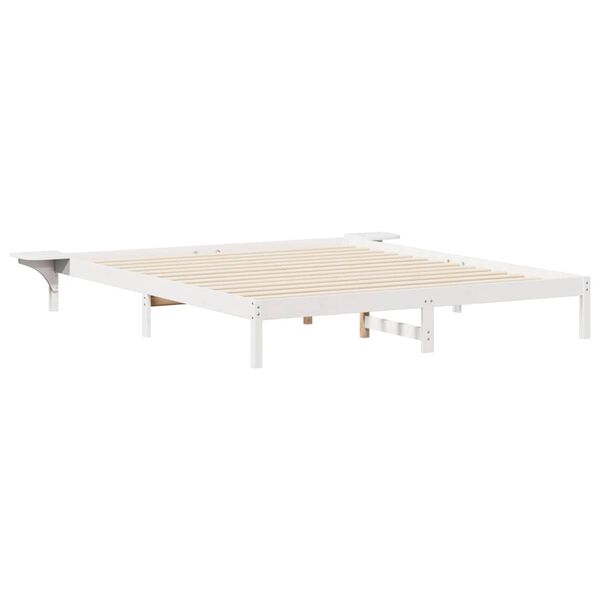 vidaXL Cadre de lit avec tables de chevet Blanc 180 x 210 cm
