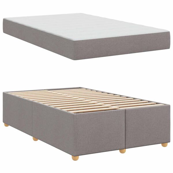 vidaXL Cadre de lit avec matelas Taupe 120 x 200 cm tissu