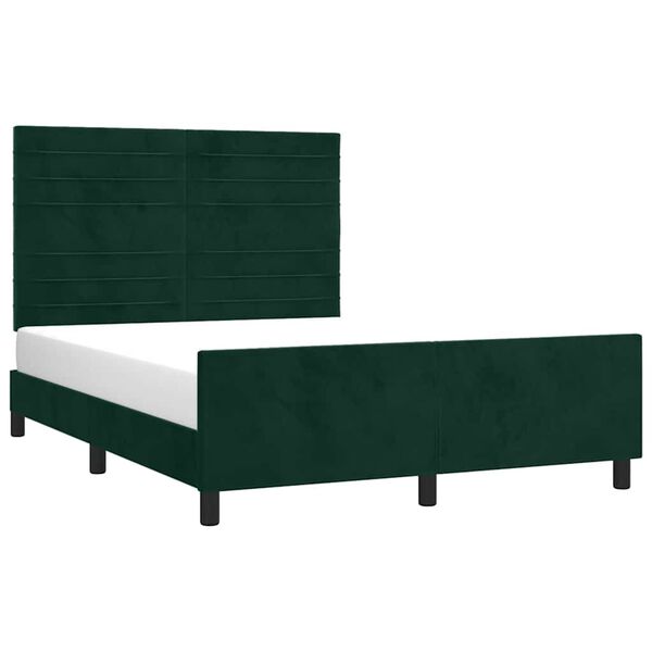 vidaXL Cadre de lit sans matelas vert fonc&eacute; 140x200 cm velours