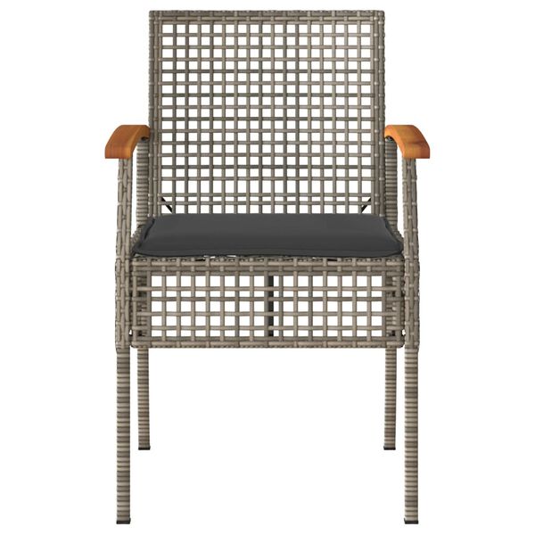 vidaXL Ensemble de bistro 3 pcs et coussins gris r&eacute;sine tress&eacute;e acacia