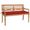 vidaXL Banc Batavia avec coussin rouge 150 cm Bois de teck massif