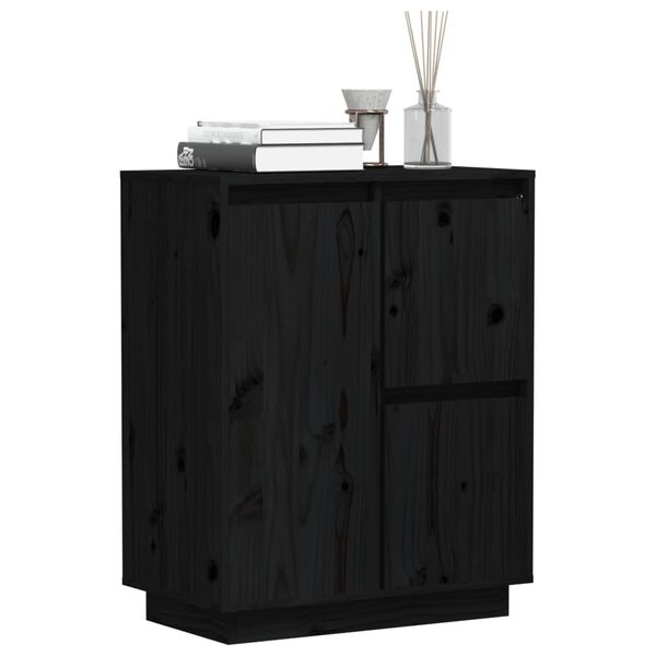 vidaXL Buffet Noir 60x34x75 cm Bois massif de pin
