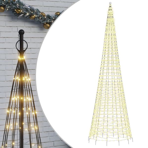 vidaXL Sapin de Noël LED sur mât, 1534 LED blanc chaud, 500 cm