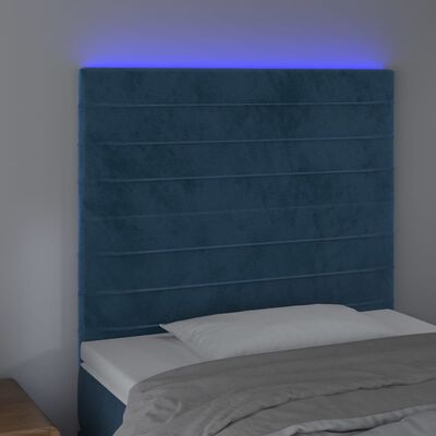 vidaXL Tête de lit à LED Bleu foncé 100x5x118/128 cm Velours