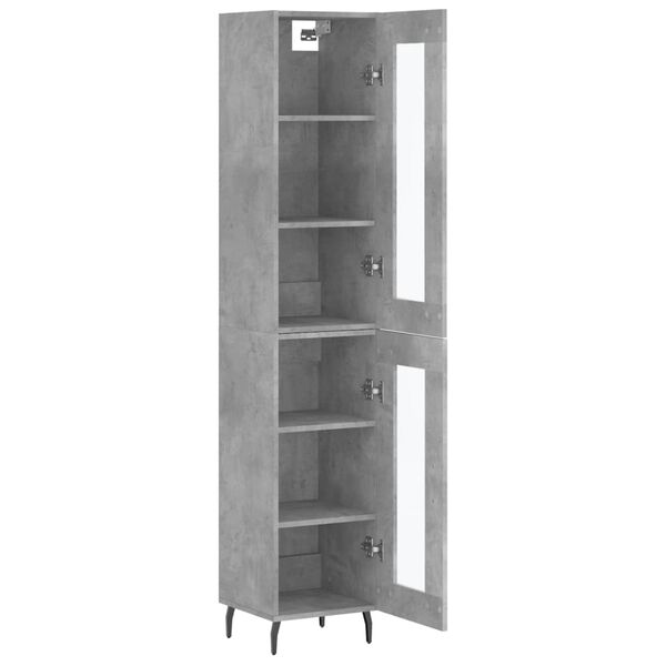 vidaXL Buffet haut Gris béton 34,5x34x180 cm Bois d'ingénierie