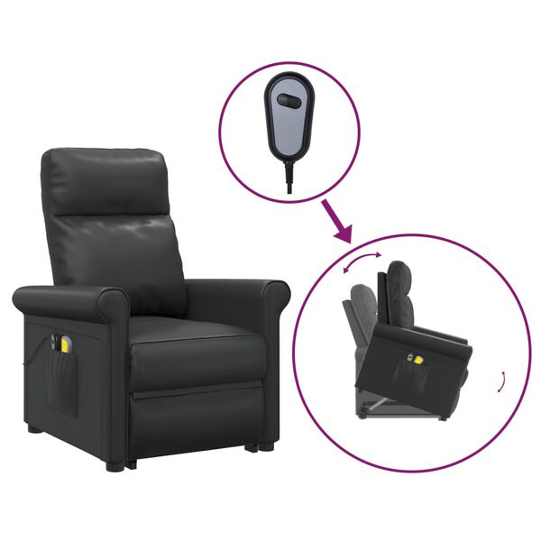 vidaXL Fauteuil de massage Noir Similicuir