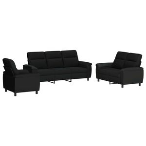 vidaXL Ensemble de Canap&eacute;s 3 pcs Noir Tissu