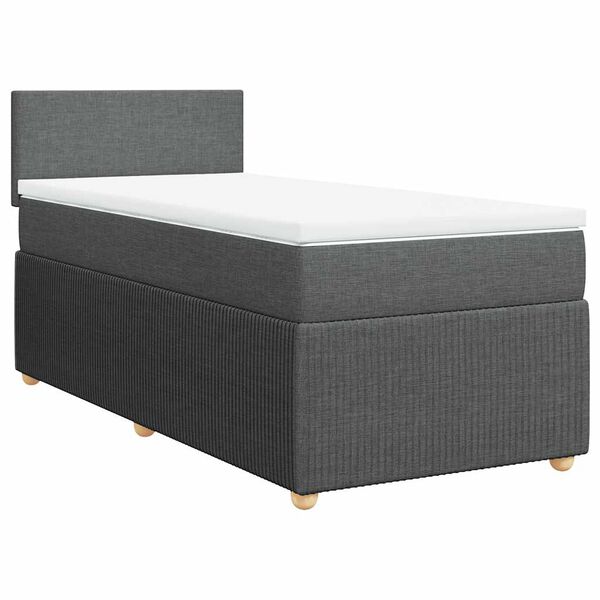 vidaXL Sommier &agrave; lattes de lit avec matelas Gris fonc&eacute; 90x200 cm Tissu