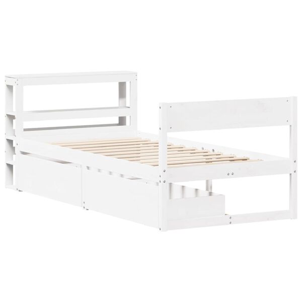vidaXL Cadre de lit sans matelas blanc 90x190 cm bois de pin massif