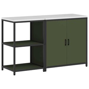 vidaXL Ensemble de rangement cuisine avec porte 2 pcs Vert olive Acier