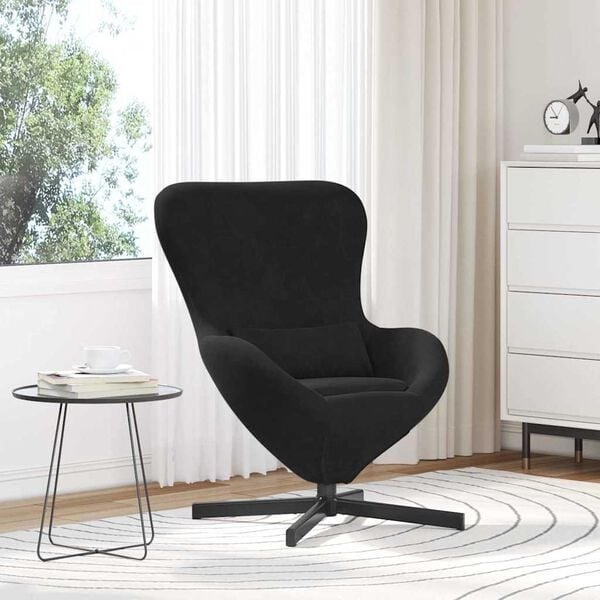 vidaXL Fauteuil œuf Noir 63 x 73 x 90 cm Velours
