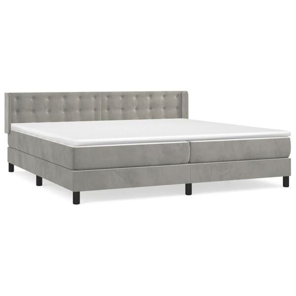 vidaXL Sommier &agrave; lattes de lit et matelas Gris clair 200x200cm Velours