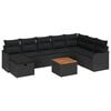 vidaXL Ensemble de canap&eacute; de jardin 9 pc Noir Poly rotin