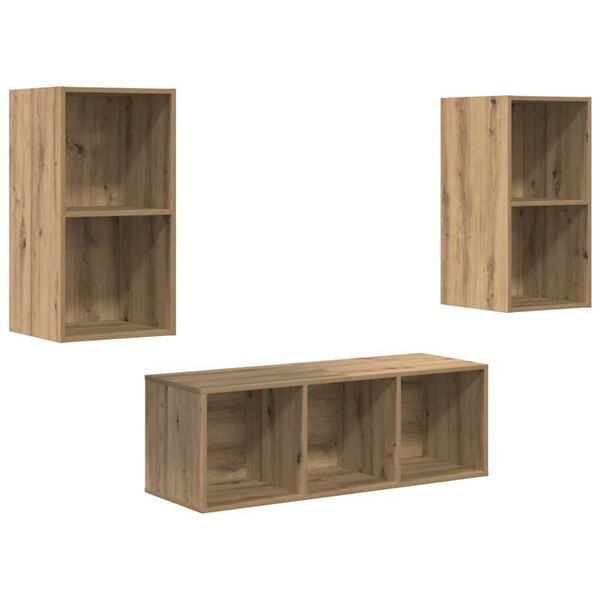 vidaXL Ensemble meuble TV 3 pcs Ch&ecirc;ne artisanal Bois d'ing&eacute;nierie