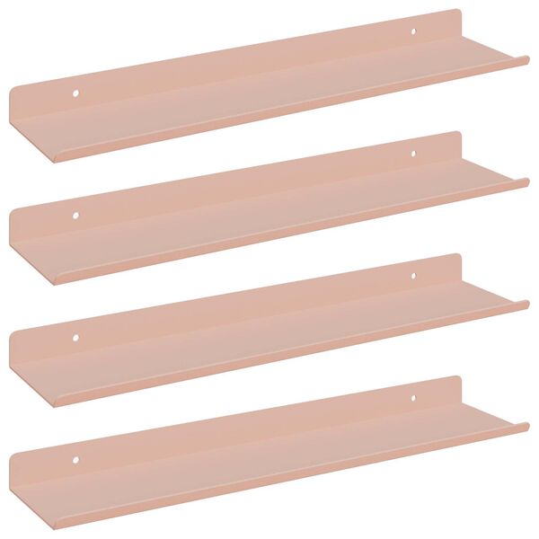 vidaXL &Eacute;tag&egrave;re flottante 4 pcs Rose 40 x 8,5 x 2,5 cm Acier