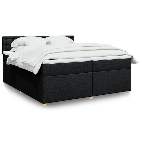 vidaXL Sommier &agrave; lattes de lit avec matelas Noir 200x200 cm Tissu