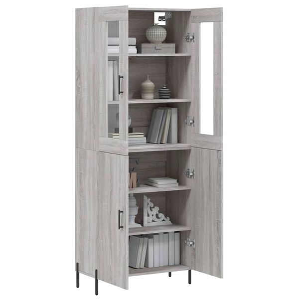 vidaXL Buffet haut Sonoma gris 69,5x34x180 cm Bois d'ing&eacute;nierie