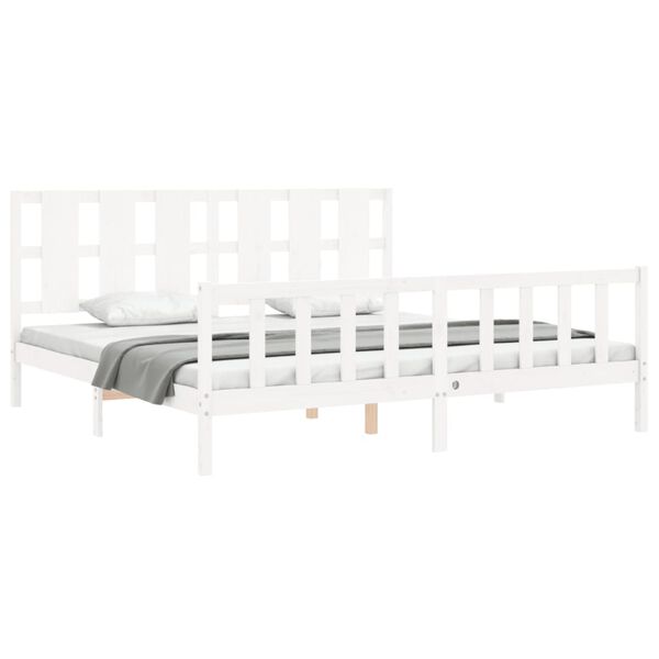 vidaXL Cadre de lit sans matelas blanc 200x200 cm bois massif de pin