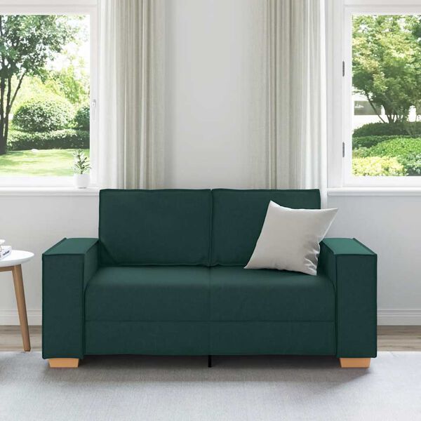 vidaXL Canap&eacute; 2 places Vert fonc&eacute; 160x78x84 cm Tissu