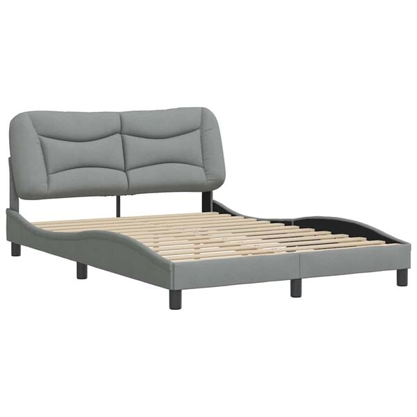 vidaXL Cadre de lit sans matelas Hvar gris clair 140x190 cm tissu